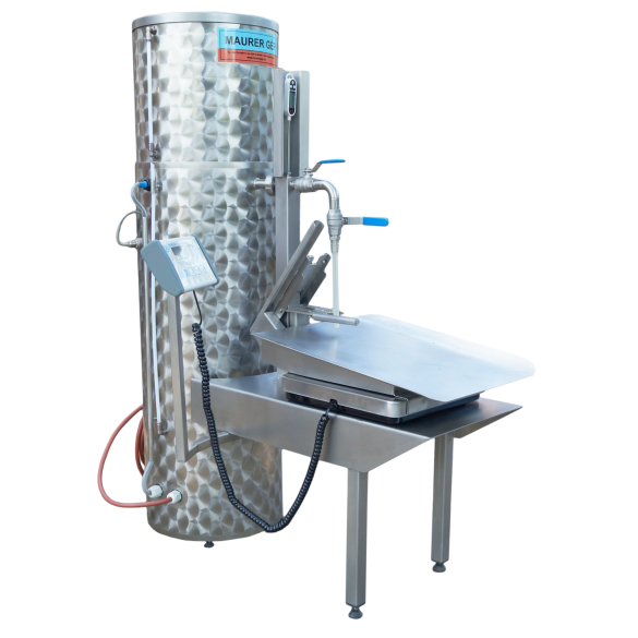 Pasteuriser with Bag in Box filling module and weight, 180 l/h
