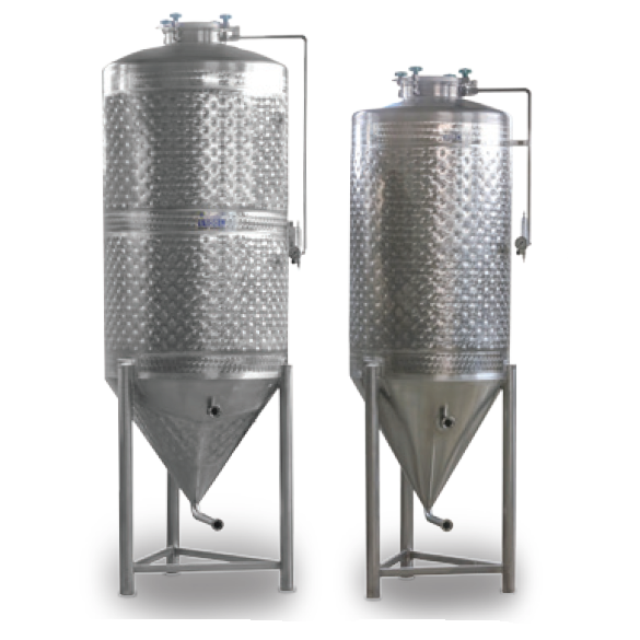 Beer fermentation tanks with cooling jacket 