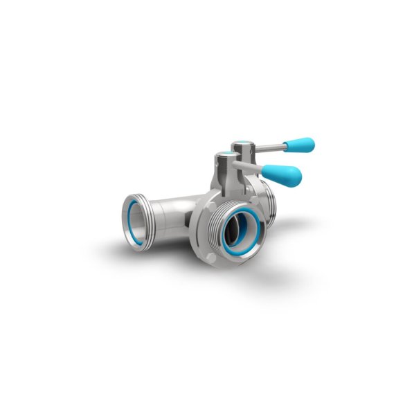 Inox 3-way butterfly valve