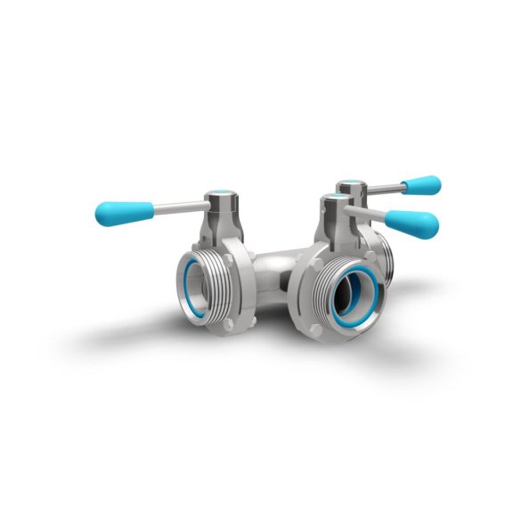 Inox 3-way butterfly valve