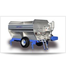 Mobile tank for receiving and unloading grapes with a lobe pump